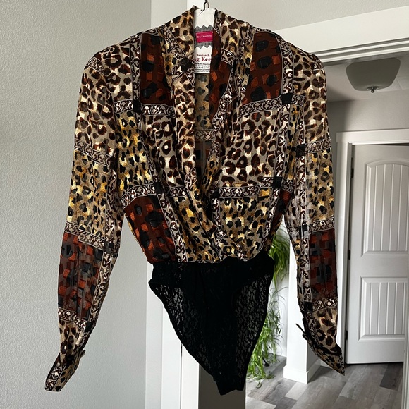 Cache Tops - Vintage RARE 1980's Cache Bodysuit Size 6